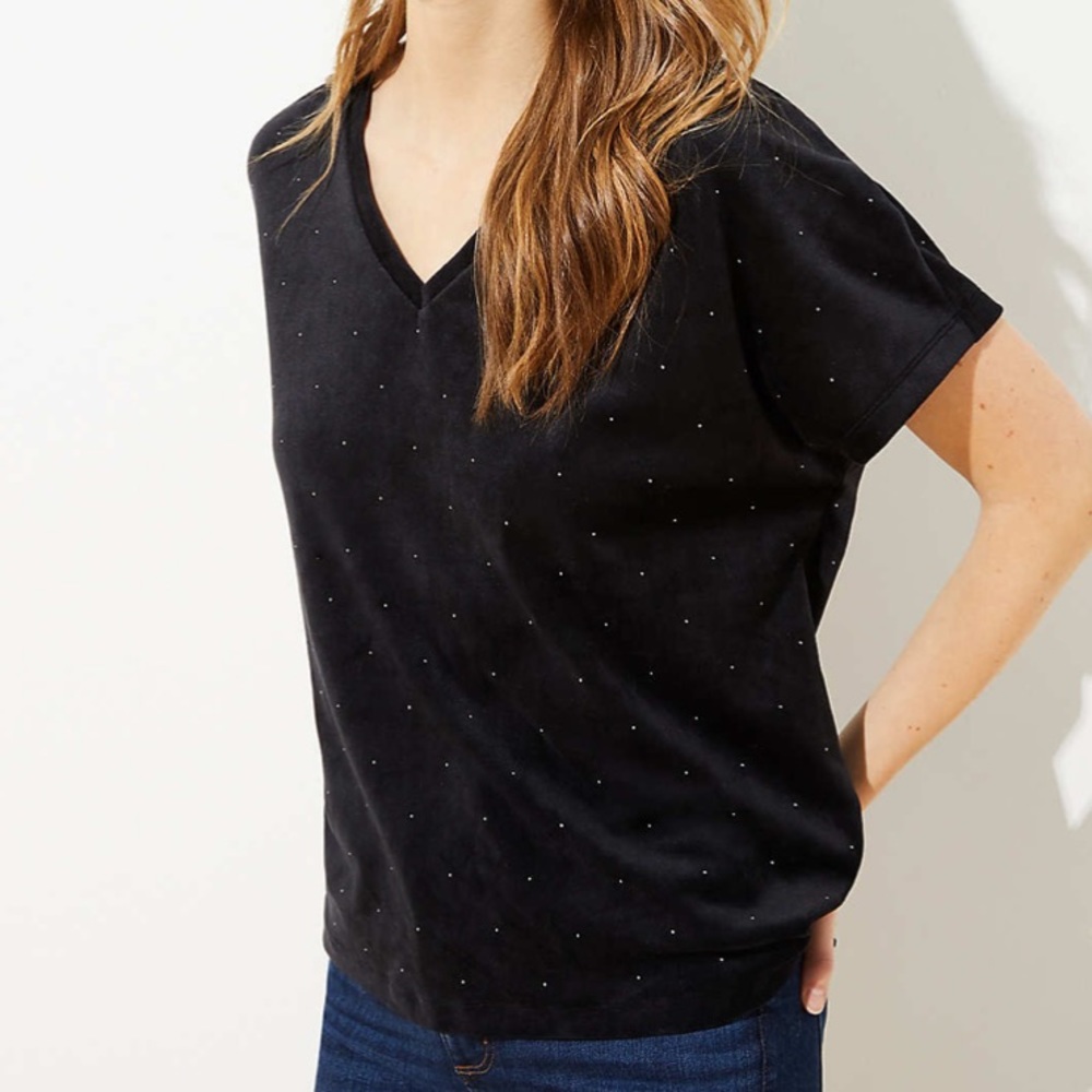 🔥SALE🔥 LOFT Petite Studded Super Soft Velvet Top